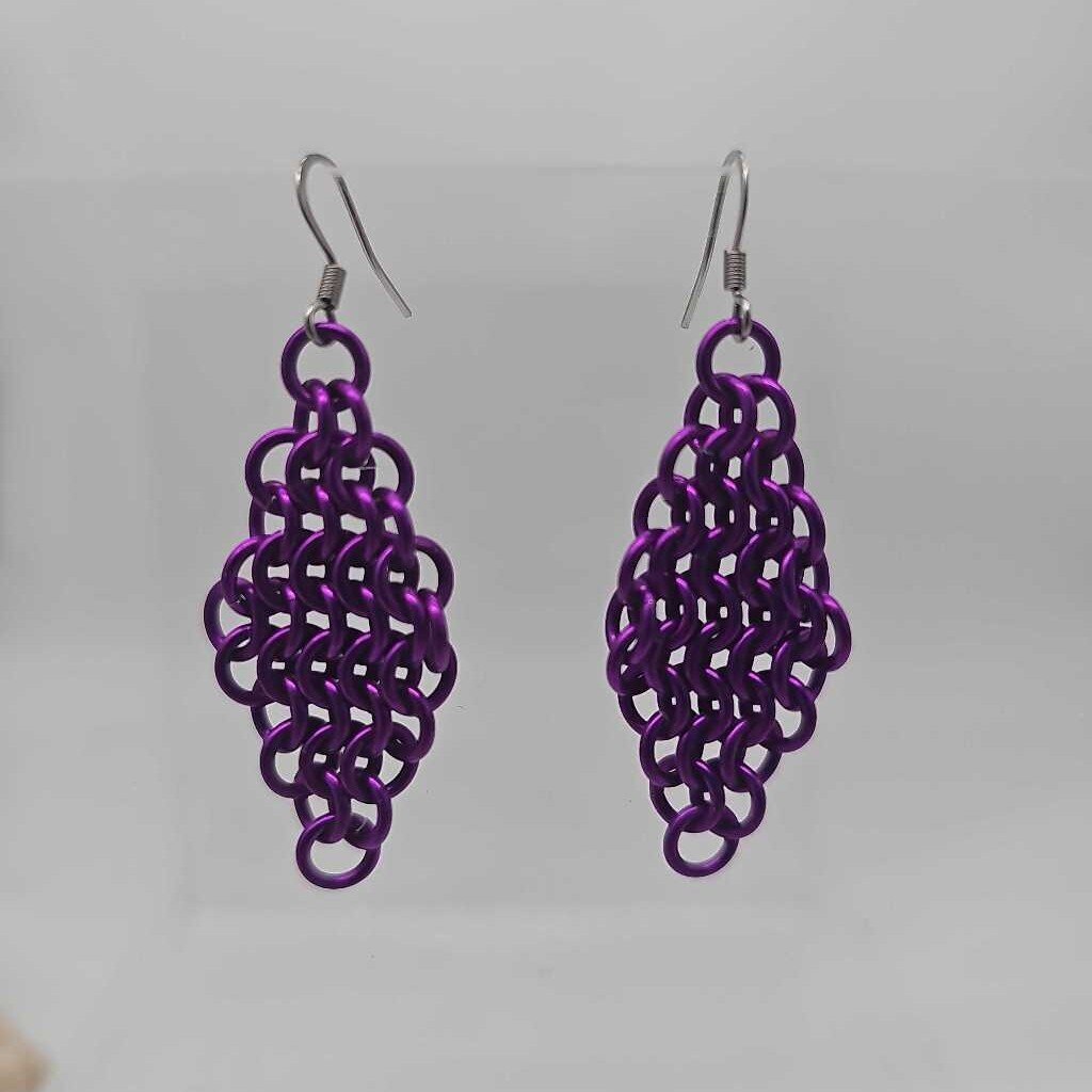 Purple Euro 4-1 Diamond Aluminum Earrings Surgical Steel Ear Wires