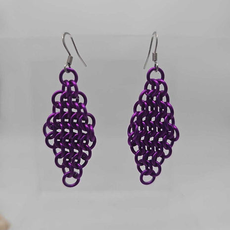 Purple Euro 4-1 Diamond Aluminum Earrings Surgical Steel Ear Wires