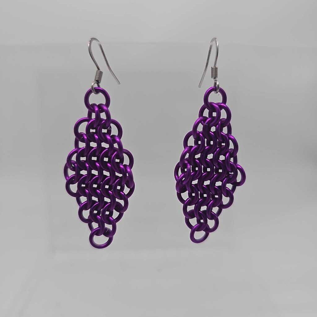 Purple Euro 4-1 Diamond Aluminum Earrings Surgical Steel Ear Wires