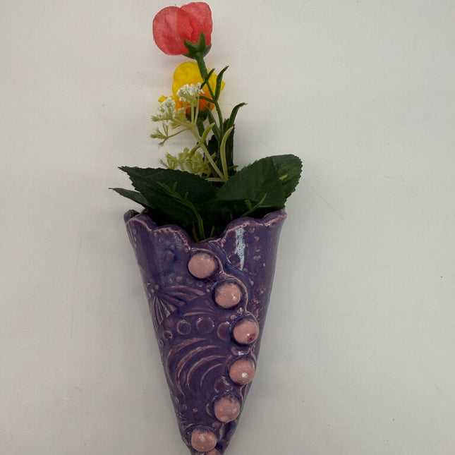 Purple button hanging vase