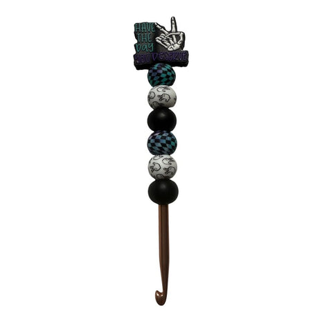 Ergonomic beaded crochet hook 5.5mm "Have the day you deserve"