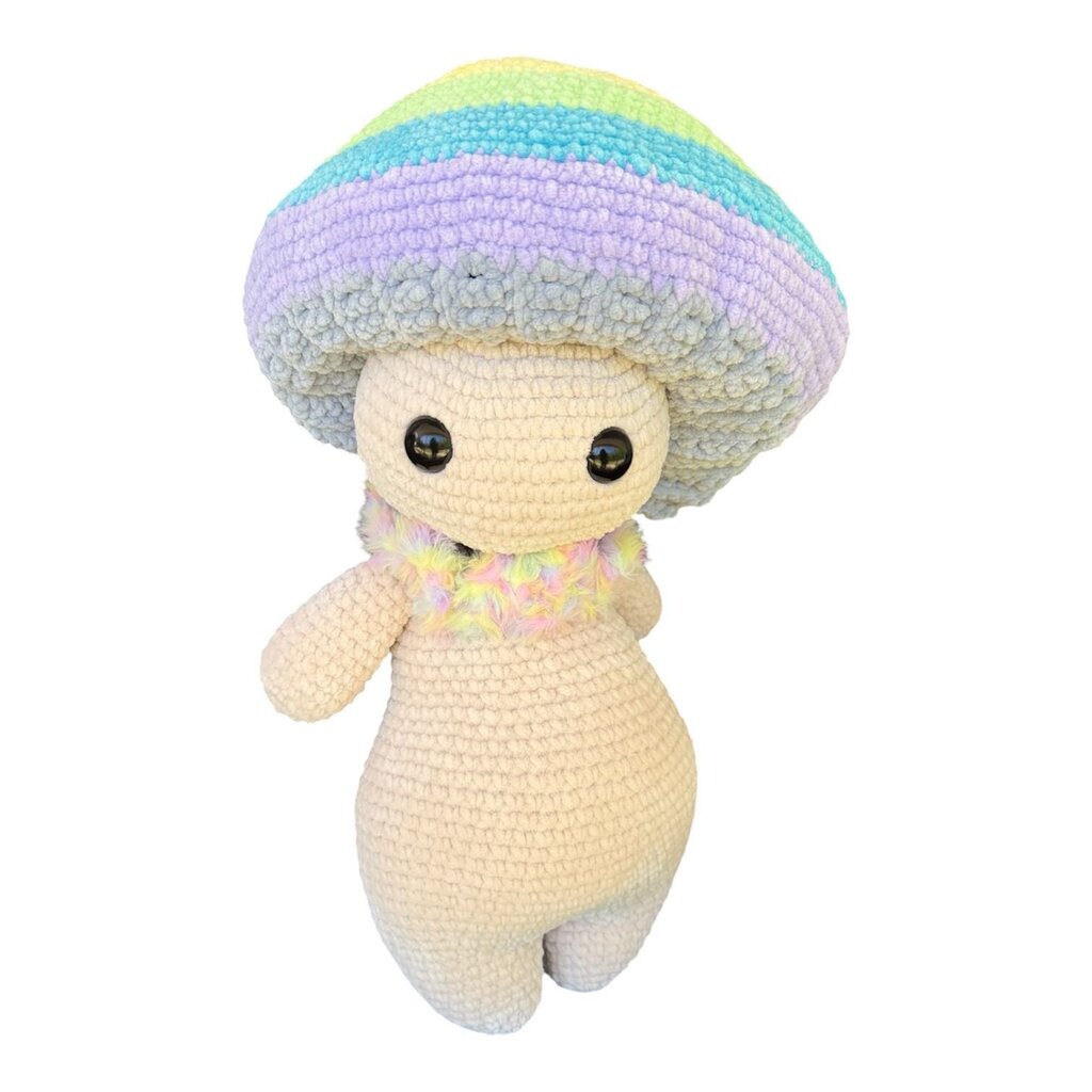 Crocheted giant mushroom sprite