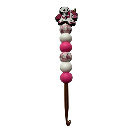 Ergonomic beaded crochet hook 5.5mm "skeleton & unicorn"