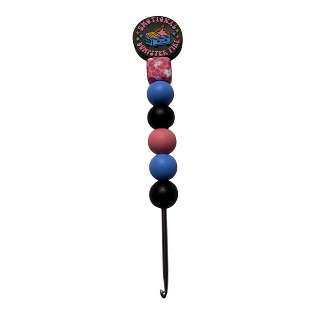 Ergonomic beaded crochet hook 3mm "emotional dumpster fire"