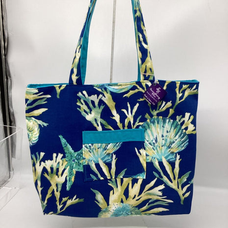 Blue Coral reversible Tote Bag w/ turquoise