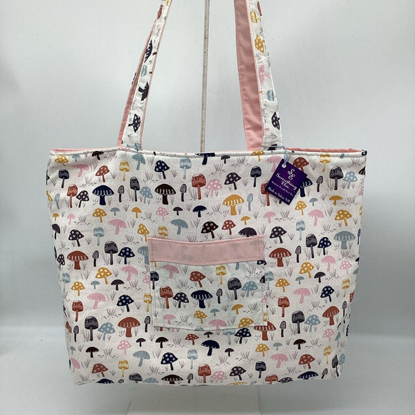 Mushroom reversible tote bag W/ pink