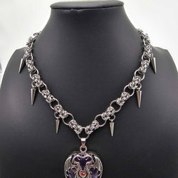Stainless Steel Byzantine Choker with Amethyst Dragon Heart - view 3