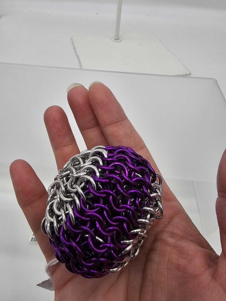 Purple and silver juggling ball/foot bag - aluminum, 2 ounce