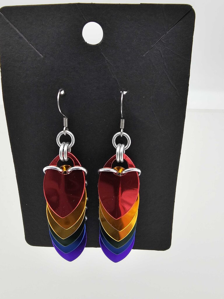Rainbow Small Scale Earrings, Surgical Steel Ear Wires
