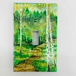 3x5 LightSwitch Plate- Path in Woods/Birches - view 1