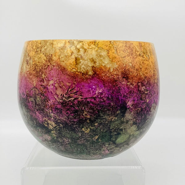 6x7 Flower Pot- Grn/Purp/Yel/Gold