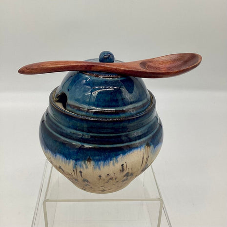 Honey/Tea Jar w/spoon- Sapphire