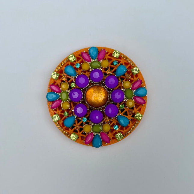 3 x 3 ORANGE MAGNET- LOTS of VTG COLORFUL JEWELRY, & rhinestones UNIQUE DESIGN
