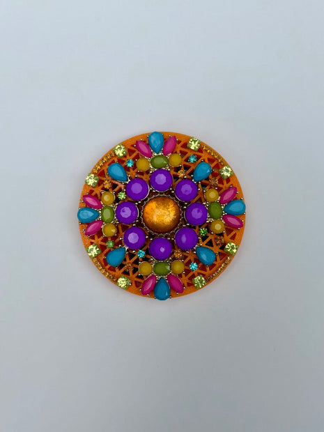 3 x 3 ORANGE MAGNET- LOTS of VTG COLORFUL JEWELRY, & rhinestones UNIQUE DESIGN