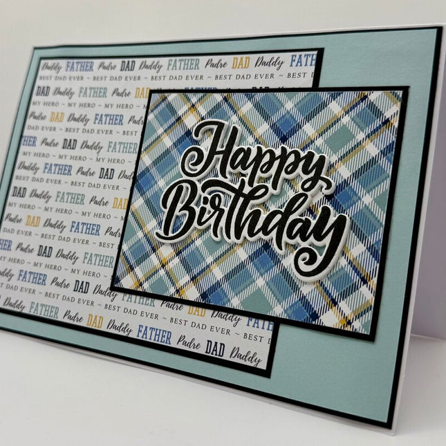 Happy Birthday Card Dad/Father Square Plaid 5x7