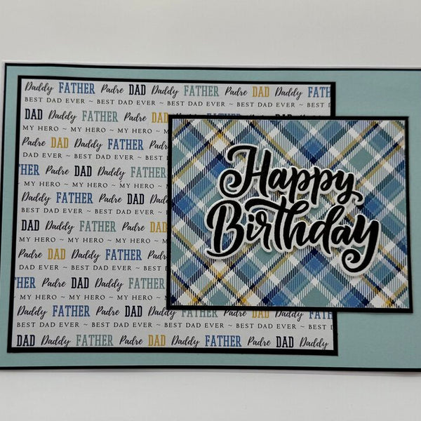 Happy Birthday Card Dad/Father Square Plaid 5x7