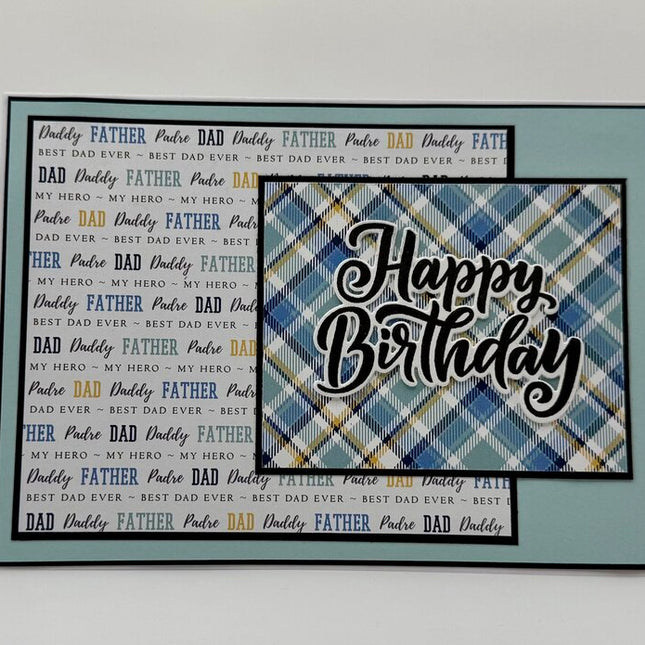 Happy Birthday Card Dad/Father Square Plaid 5x7