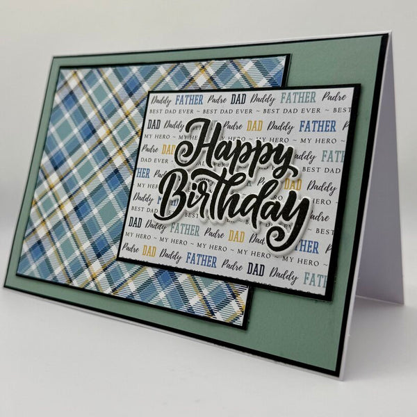 Happy Birthday Card Plaid Father/Dad Square 5x7