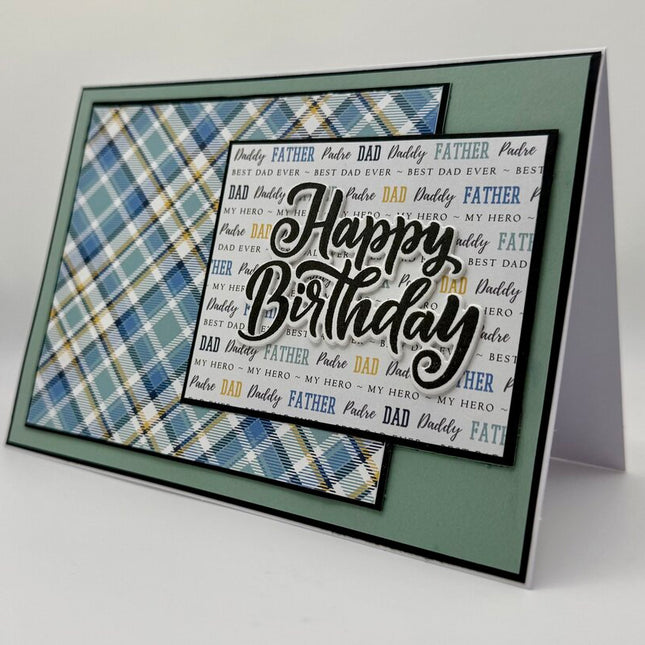 Happy Birthday Card Plaid Father/Dad Square 5x7