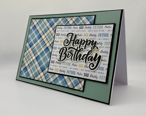 Happy Birthday Card Plaid Father/Dad Square 5x7
