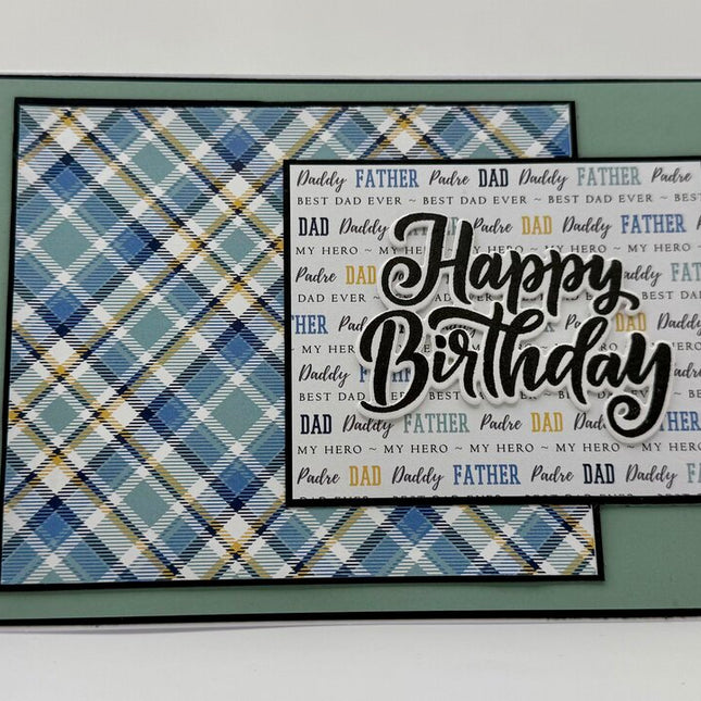 Happy Birthday Card Plaid Father/Dad Square 5x7
