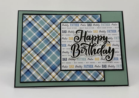 Happy Birthday Card Plaid Father/Dad Square 5x7