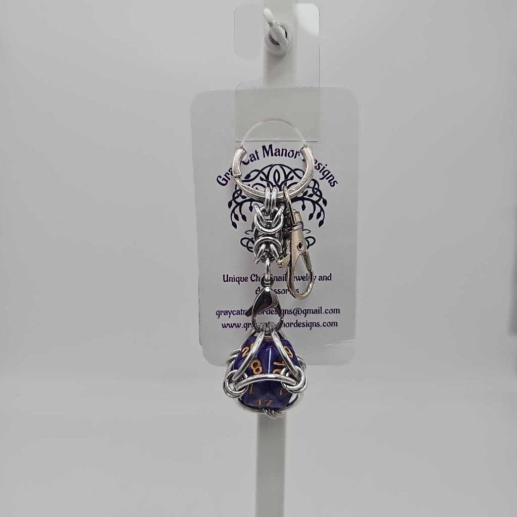 Purple 2 D20 Keychain