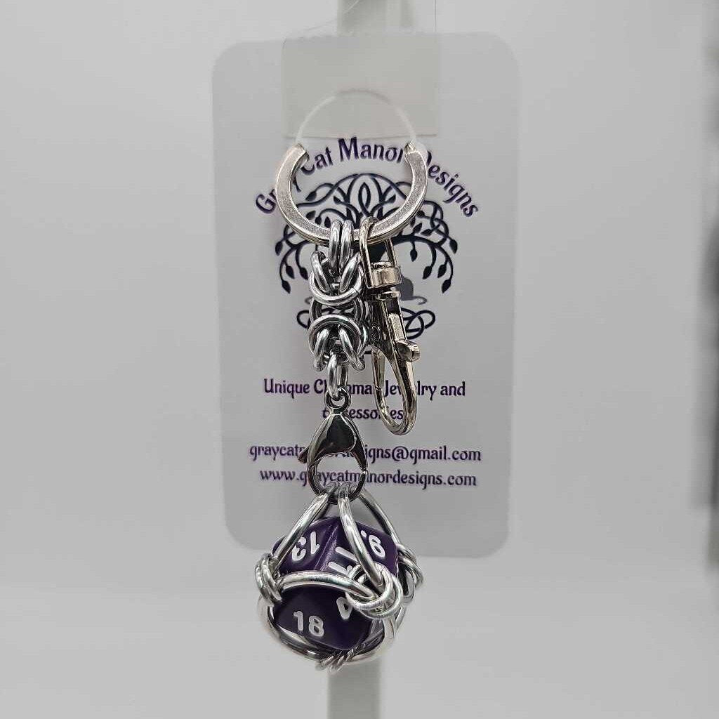 Purple 4 D20 Keychain