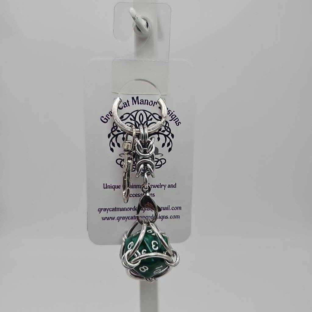 Green 1 D20 Keychain