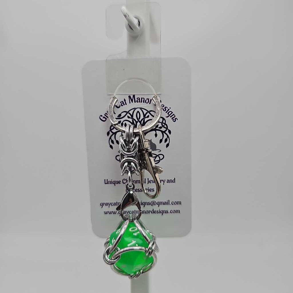 Green 4 D20 Keychain