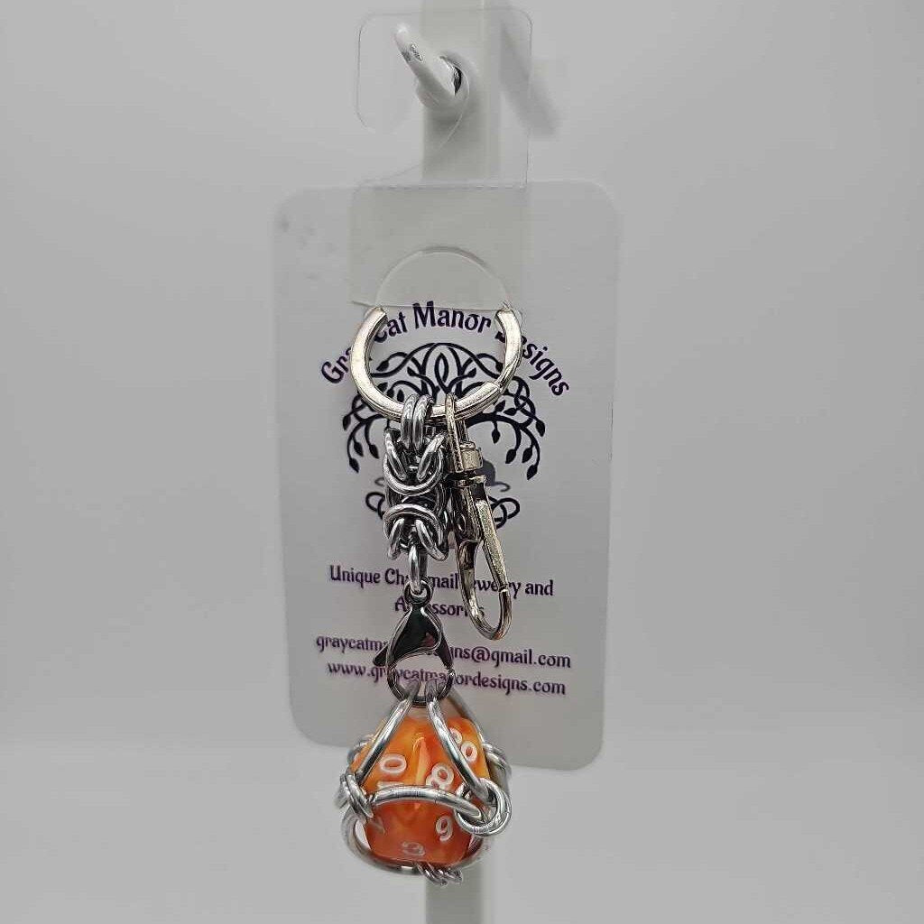 Orange 1 D20 Keychain