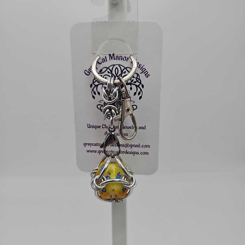 Yellow 1 D20 Keychain