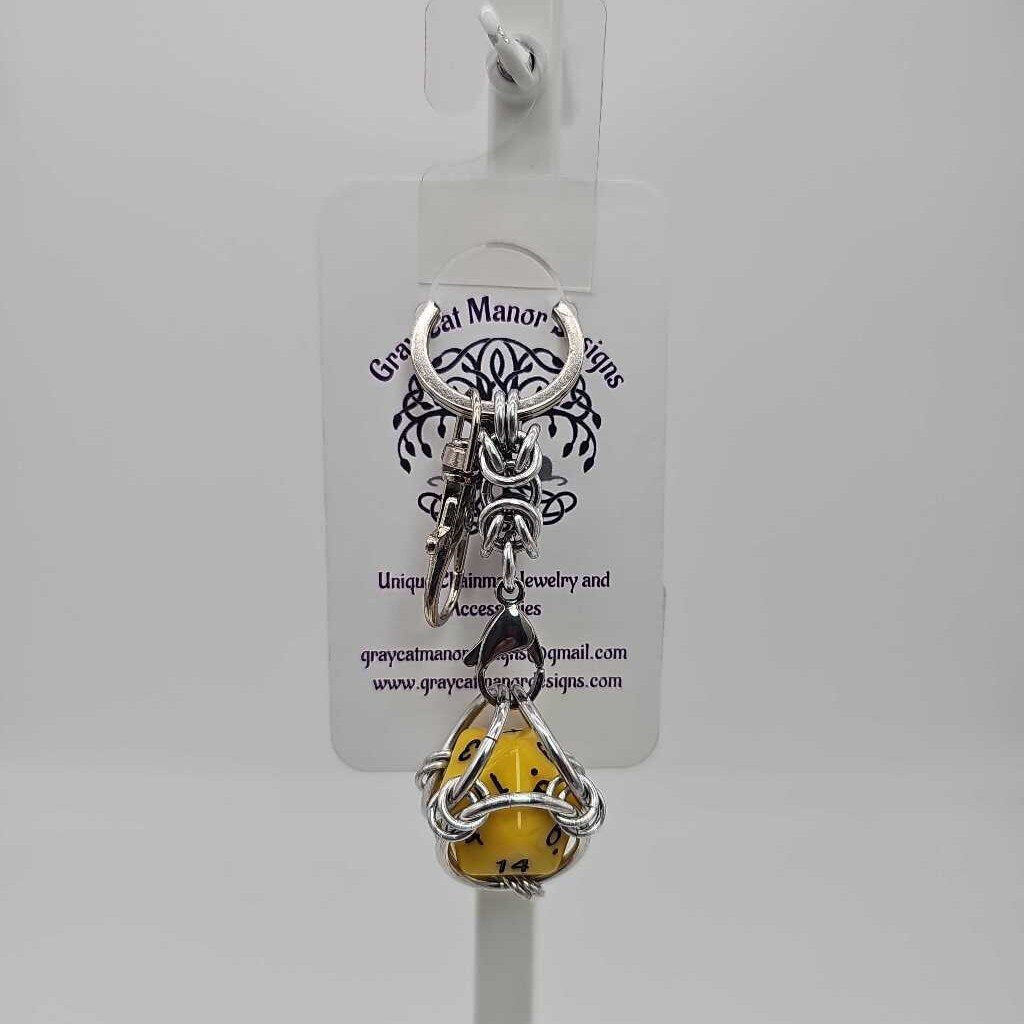 Yellow 4 D20 Keychain