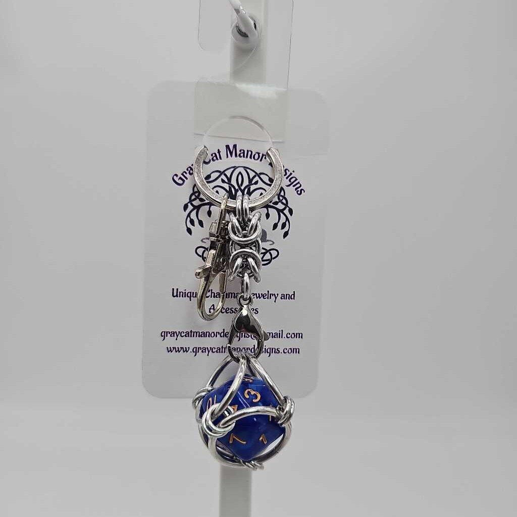 Blue 4 D20 Keychain