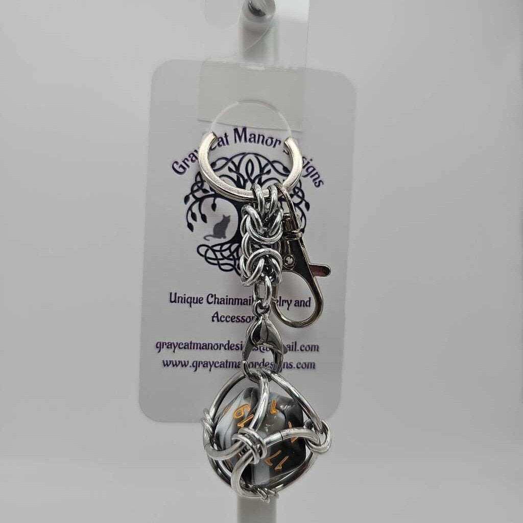 Black 1 D20 Keychain