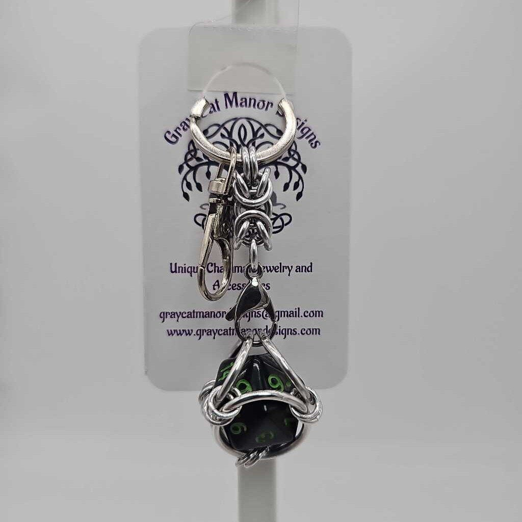 Black 3 D20 Keychain