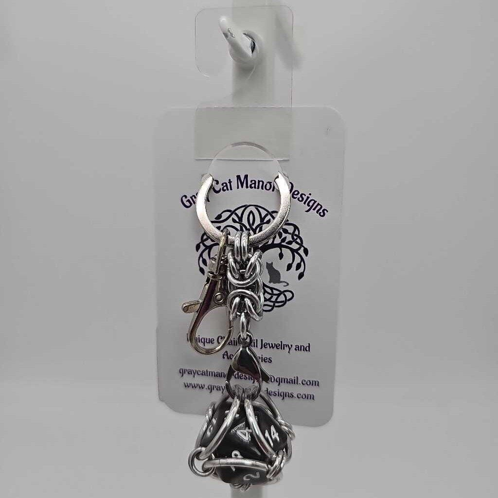 Black 4 D20 Keychain