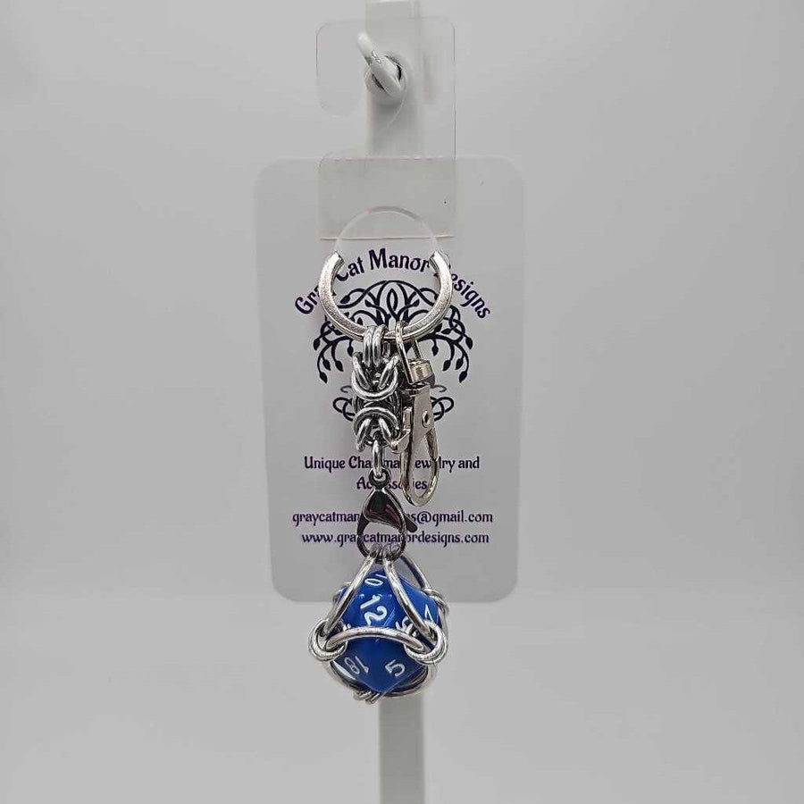 Blue 8 D20 Keychain