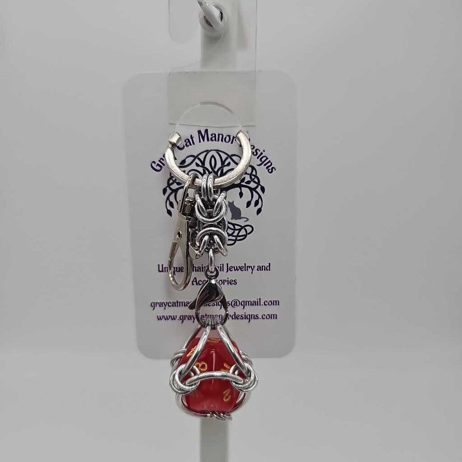 Red 2 D20 Keychain