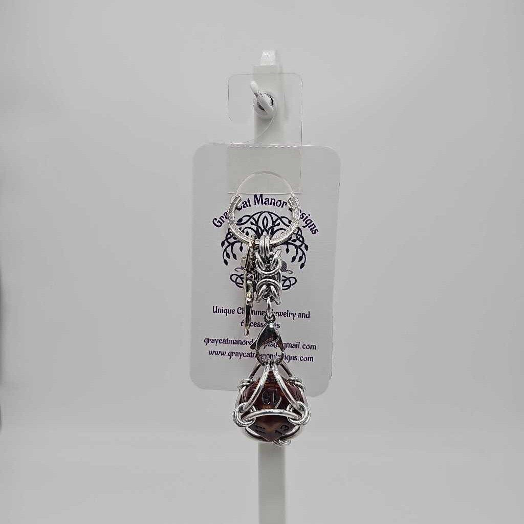 Brown 1 D20 Keychain