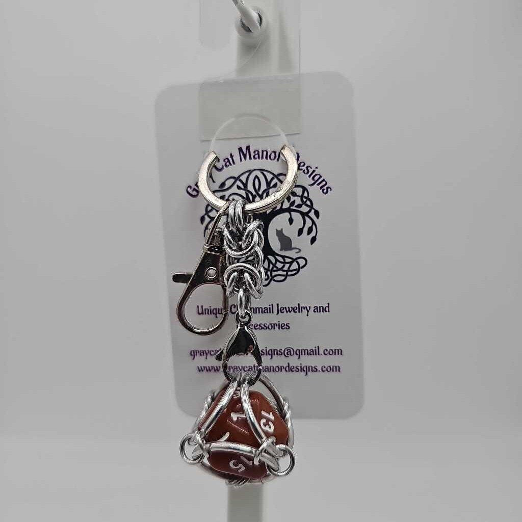 Brown 2 D20 Keychain