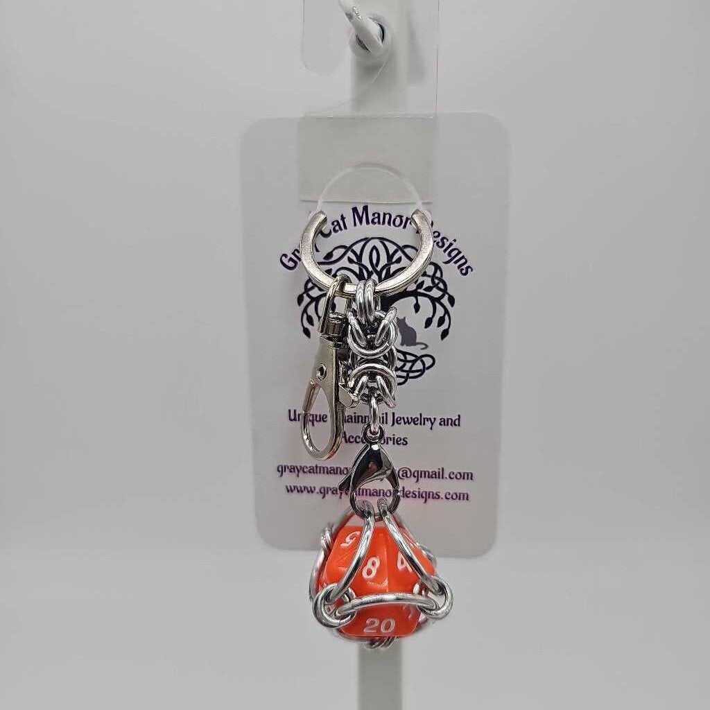 Orange 2 D20 Keychain