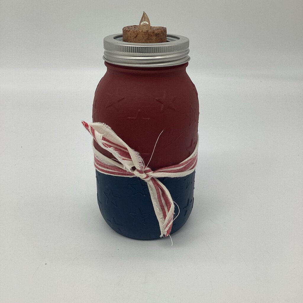 Americana Star Candle Jar (inc battery candle)