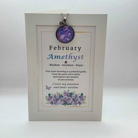 February Birthstone Pendant Card Gift Set