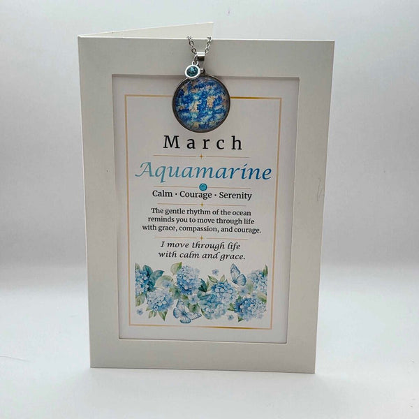 March Birthstone Pendant Card Gift Set