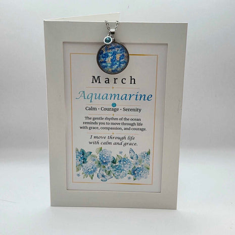 March Birthstone Pendant Card Gift Set