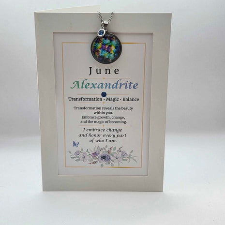 June Birthstone Pendant Card Gift Set