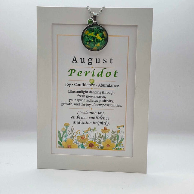 August Birthstone Pendant Card Gift Set
