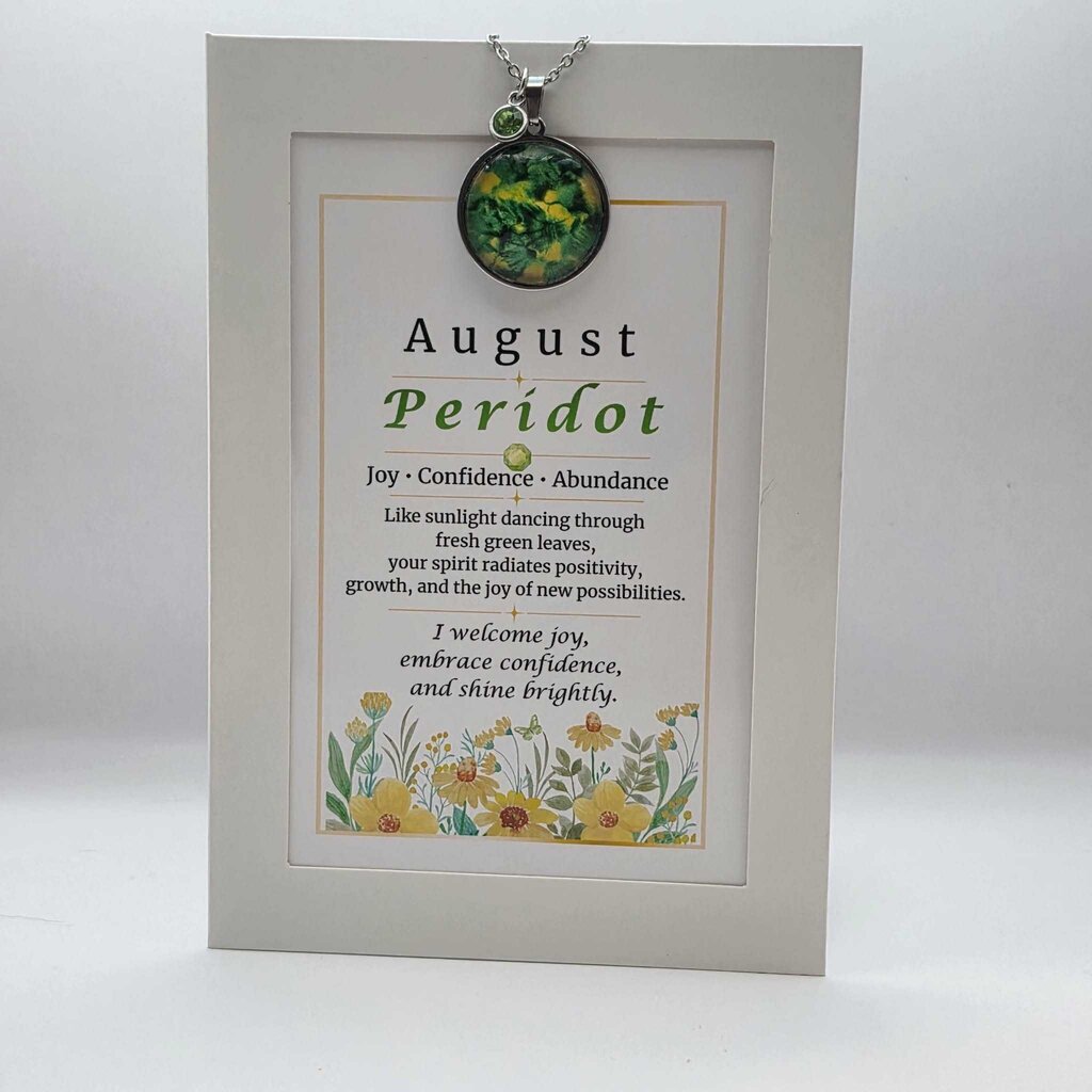 August Birthstone Pendant Card Gift Set
