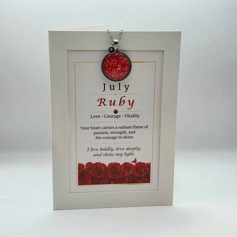 July Birthstone Pendant Card Gift Set